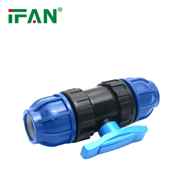 Valvola a sfera blu in HDPE